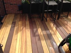 restored mahogany decking in a Boston Back Bay residence