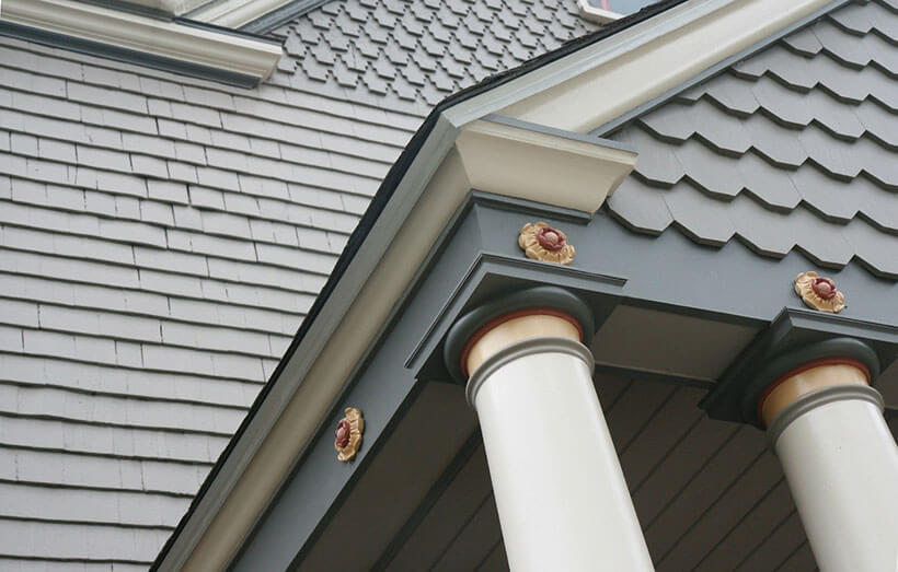  Painted columns on home in Brookline, Mass.