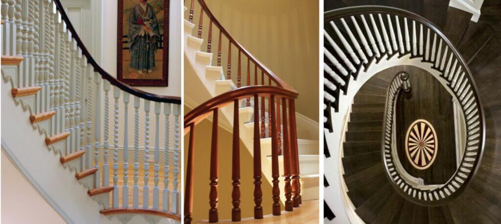 refinished wood railings, painted stairs and natural wood floors