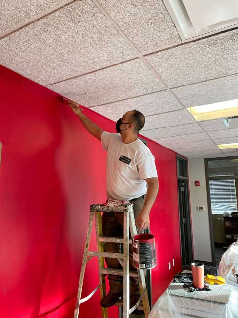 Teen Center Room Red Paint Applied